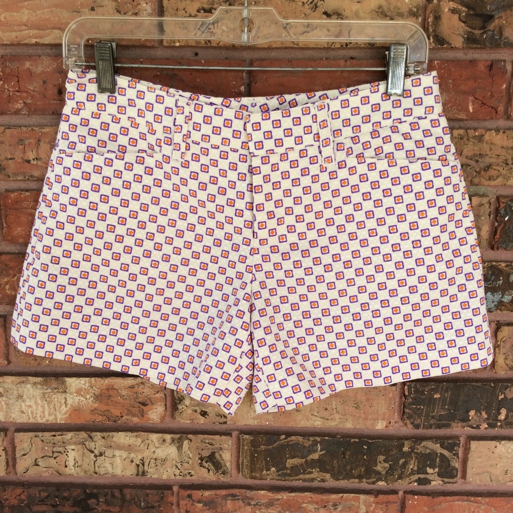Club Monaco 0 Print 4 Pocket Shorts White Purple